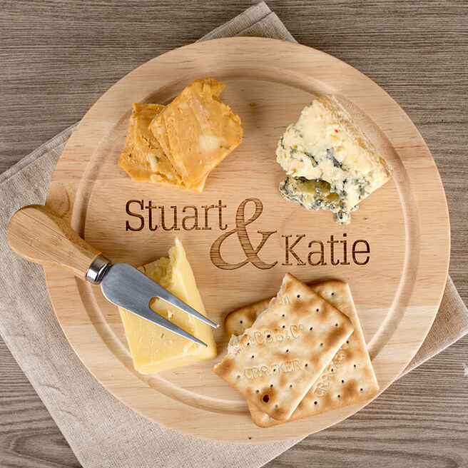 Personalised Wooden Cheeseboard Set - Couple's Names