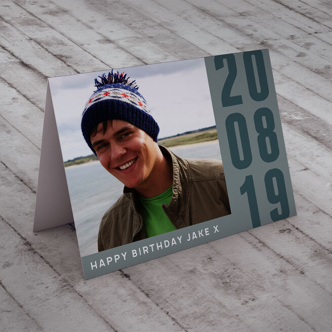 Photo Upload Card - Grey Birthday
