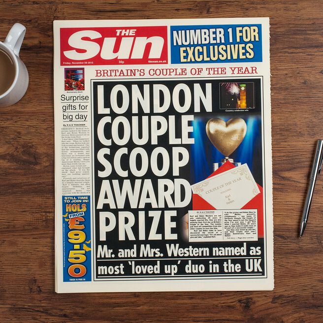 The Sun Personalised Spoof Newspaper Article - Anniversary