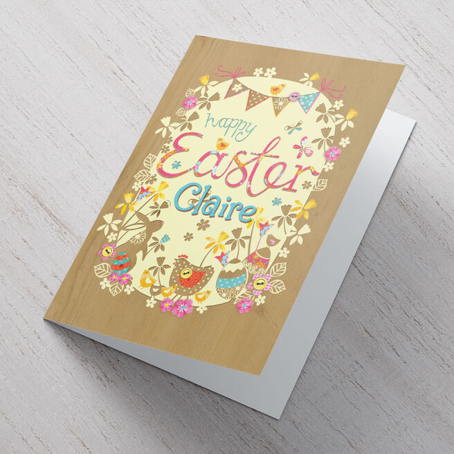 Personalised Easter Card  - Happy Easter Wood Print