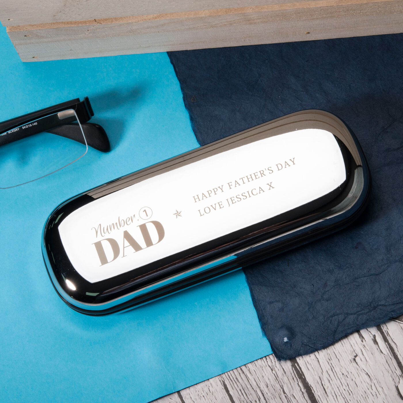 Personalised Chrome Plated Glasses Case Father's Day 