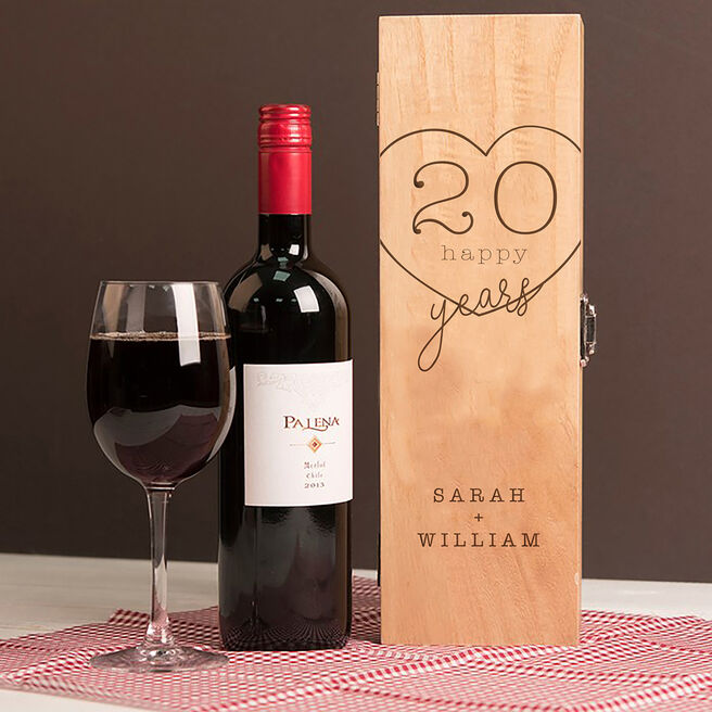 Engraved Luxury Wooden Wine Box - Happy Years