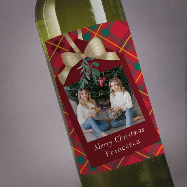 Personalised Photo Christmas Wine - Merry Christmas Tag