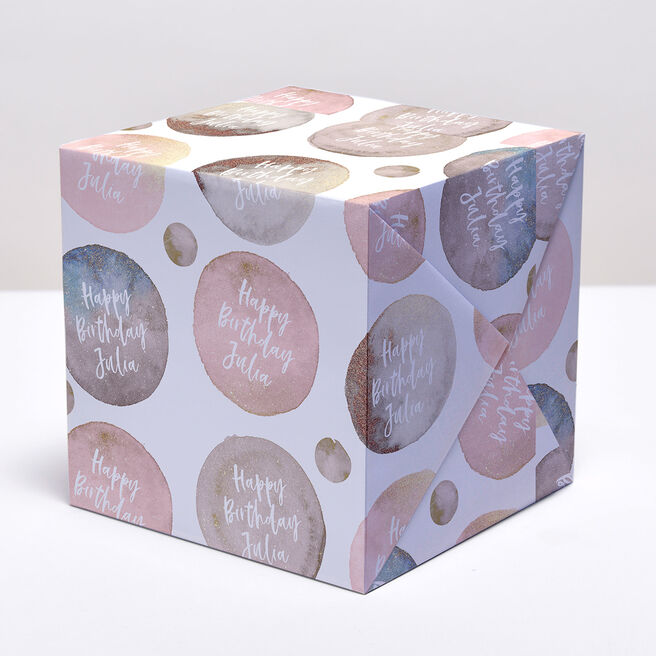 Personalised Wrapping Paper - Gold Edge Circles Happy Birthday