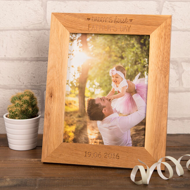 Personalised Wooden Photo Frame - Daddy's First Father's Day