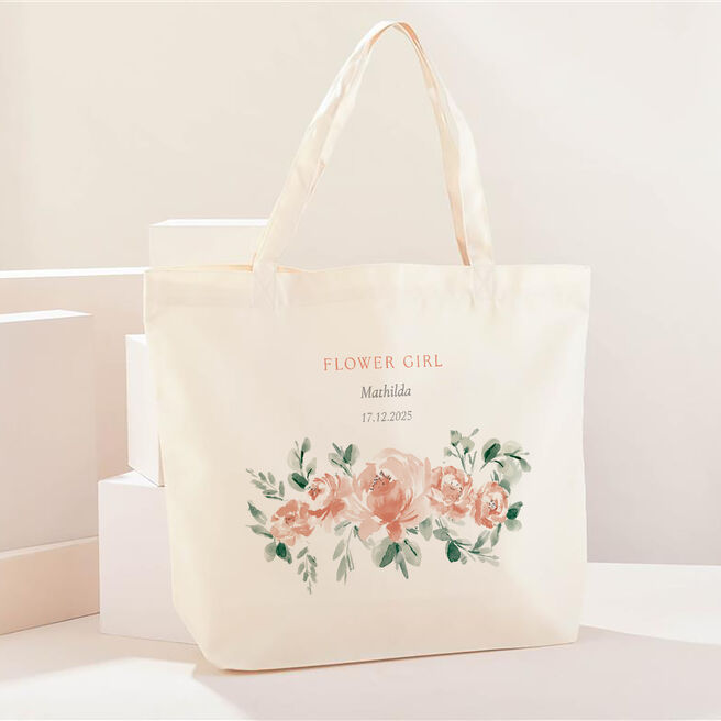 Personalised Flower Girl Floral Design Tote Bag