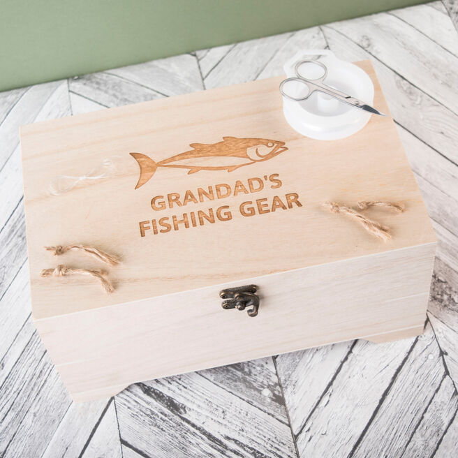 Personalised Wooden Box - Fishing Gear