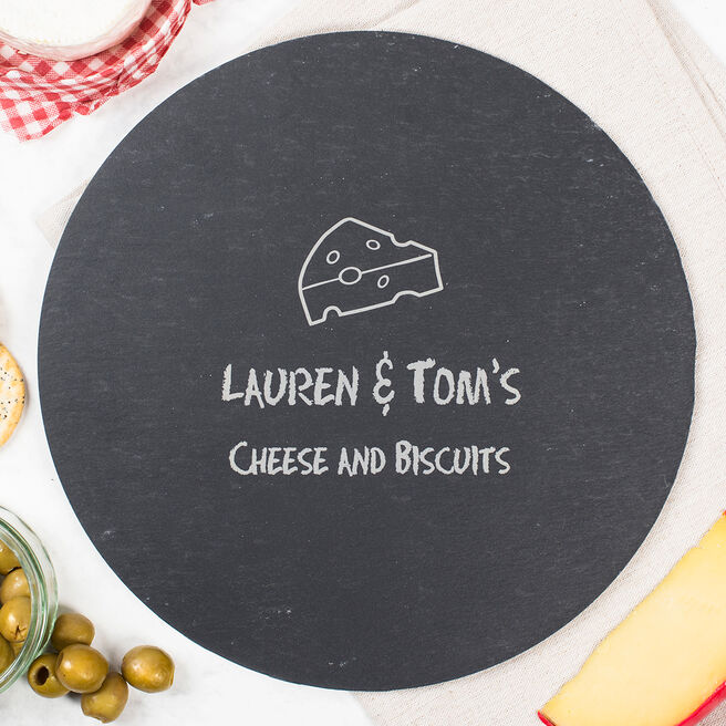 Personalised Circular Slate Cheeseboard - Chunk Of Cheese