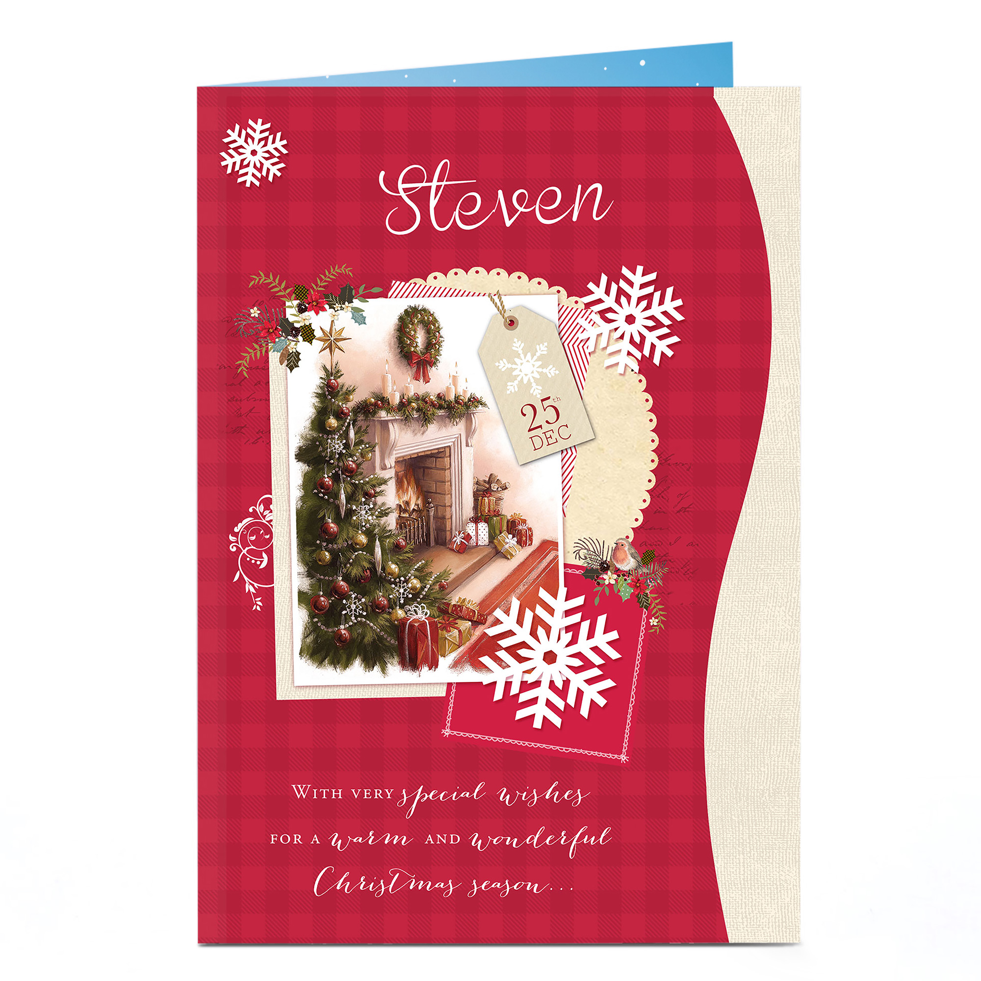 Personalised Christmas Card - Fireplace Scene, Any Name