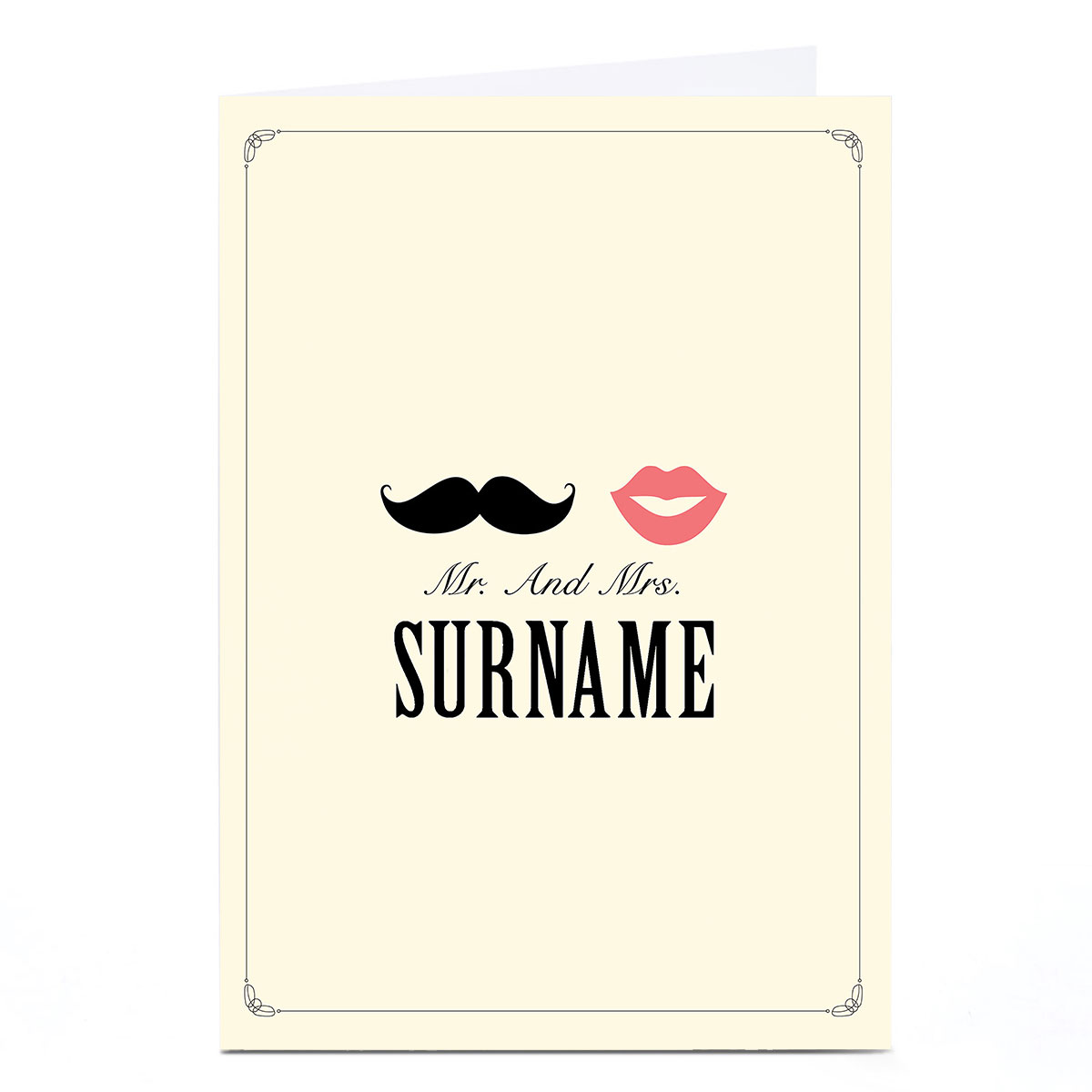 Personalised Wedding Card - Lips & Moustache