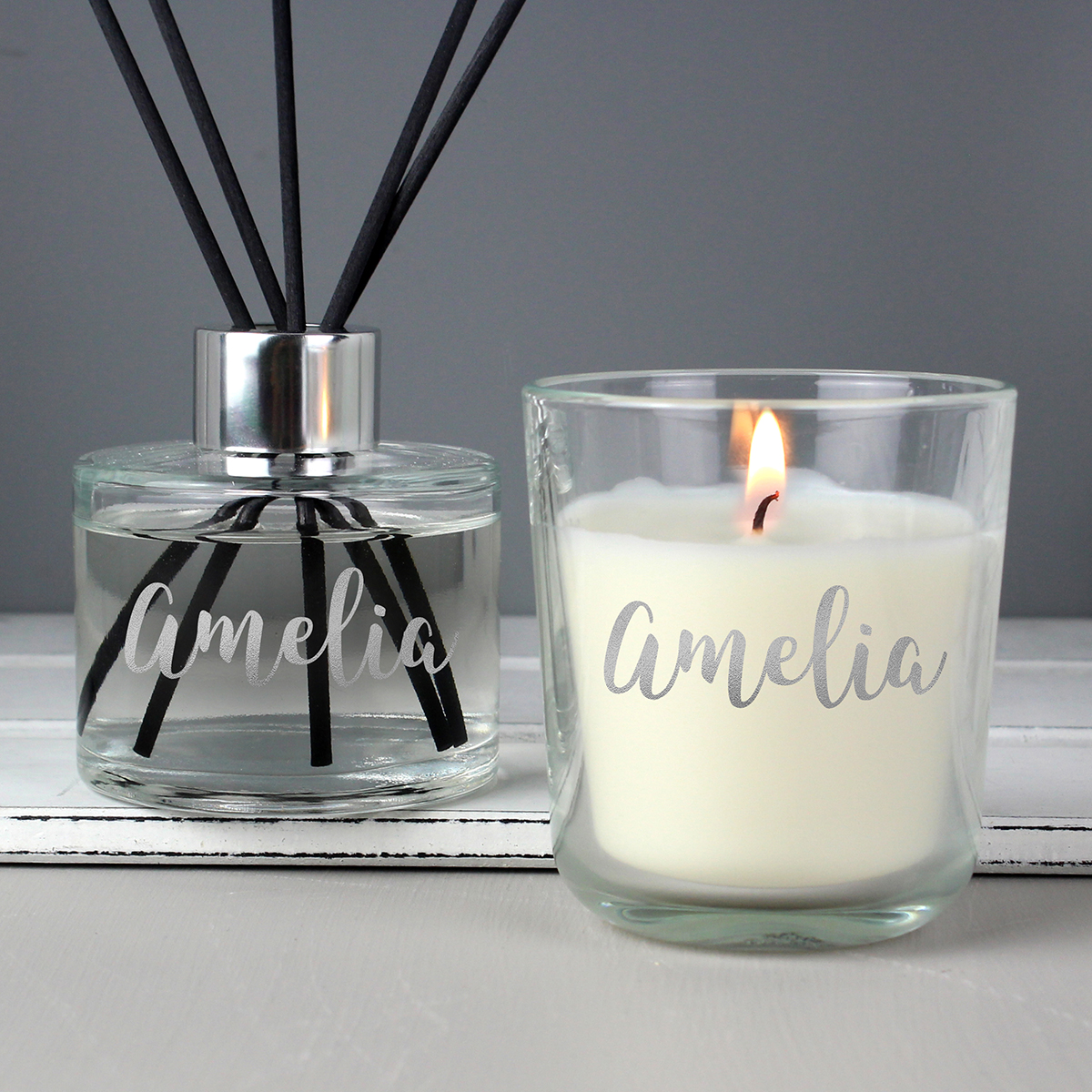Personalised Silver Reed Diffuser Set - Exclusive