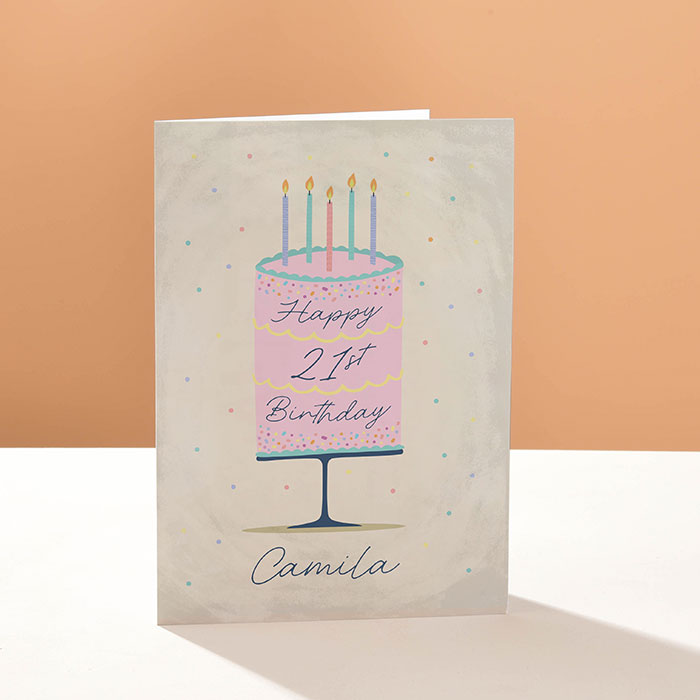 Personalised Card - Cake 21st Birthday