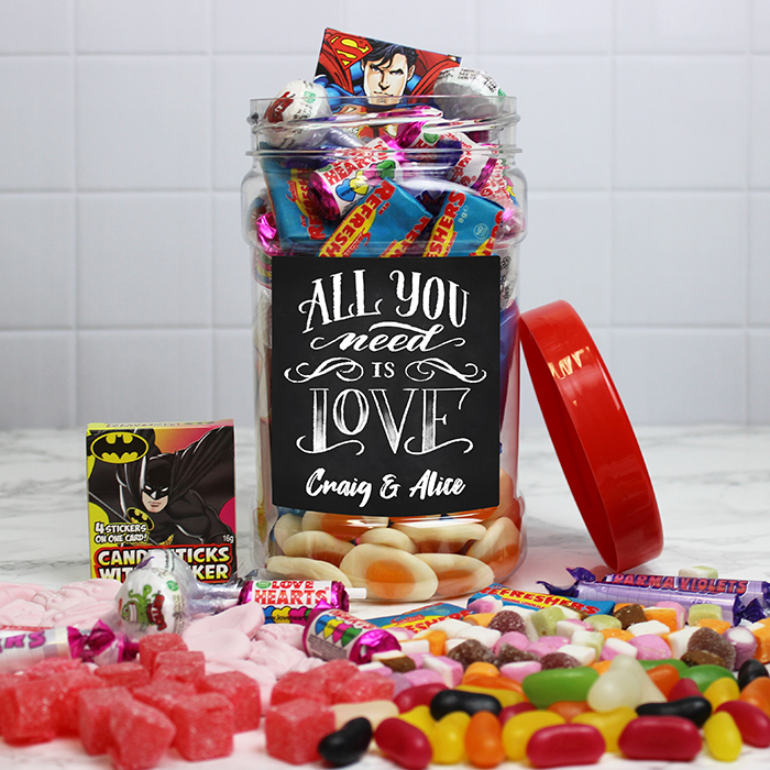 Personalised Retro Sweet Jar - All You Need is Love