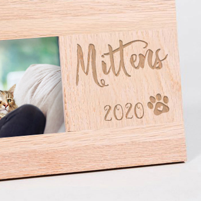 Personalised Wooden Landscape Frame - Cat In Memoriam