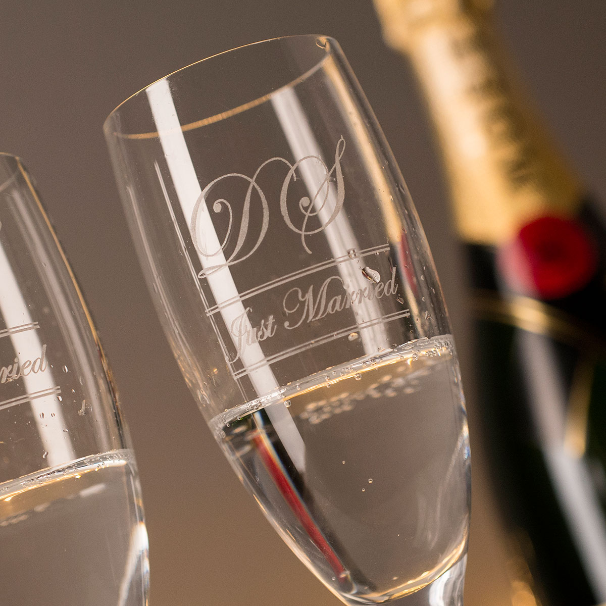 Personalised Champagne Flutes - Just Married Initials
