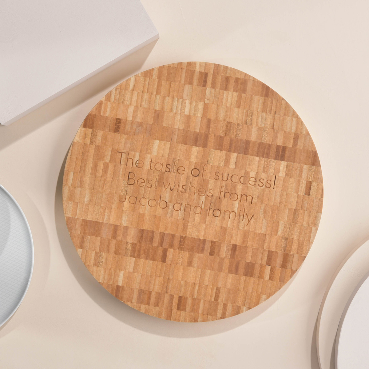 Personalised Large Round Bamboo Chopping Board - Message