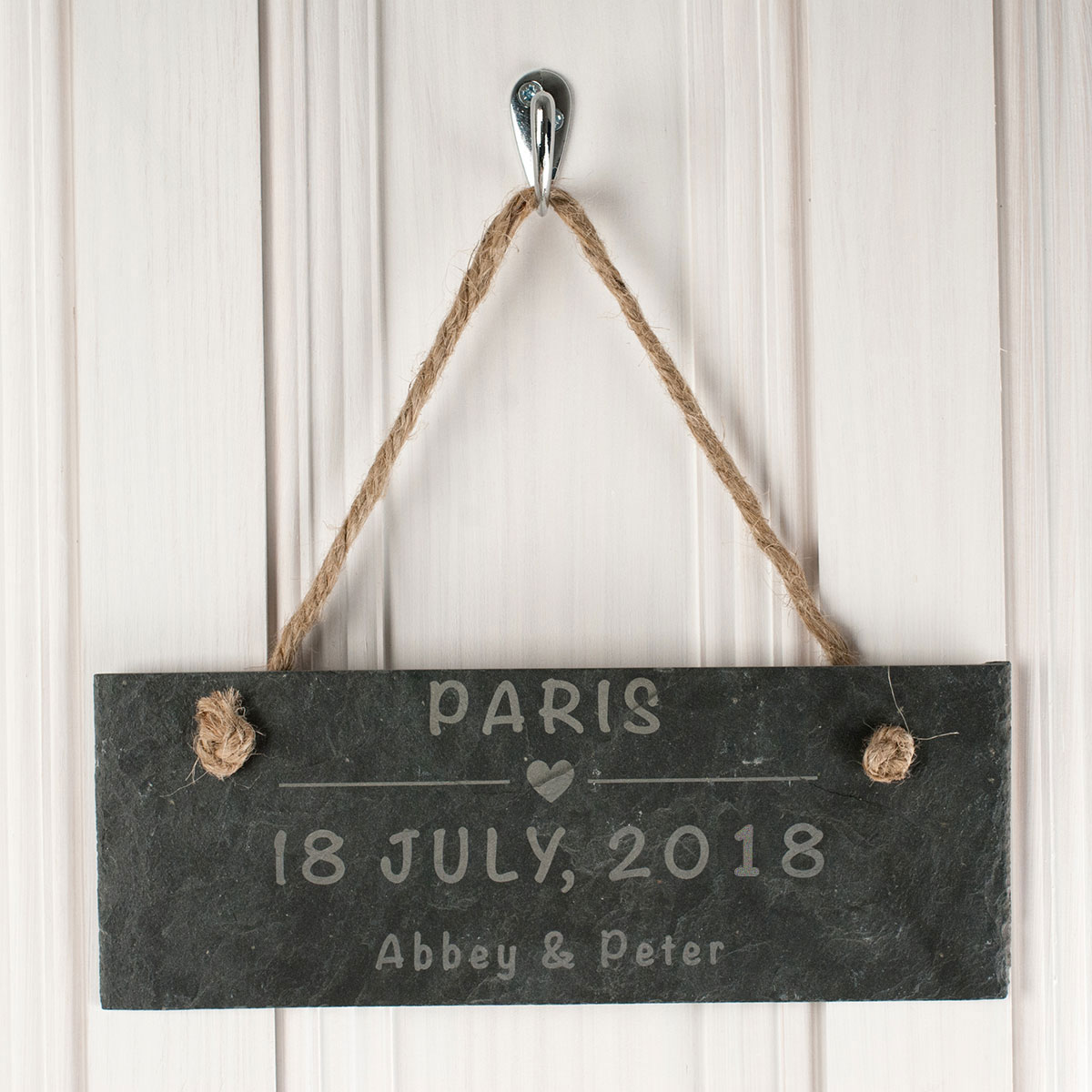 Personalised Hanging Slate Sign - Romantic Location