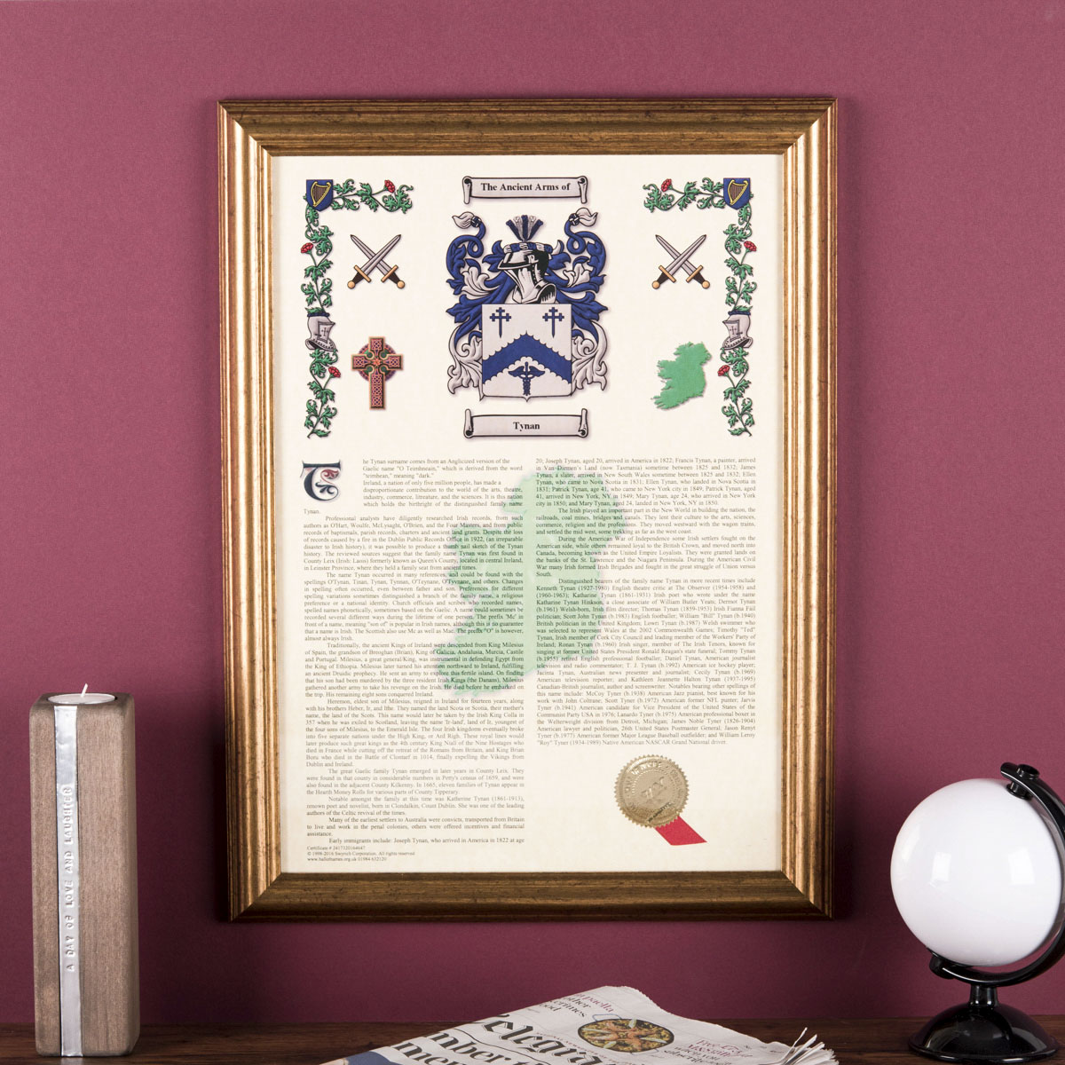 Personalised Framed Print - Family Crest & Surname History