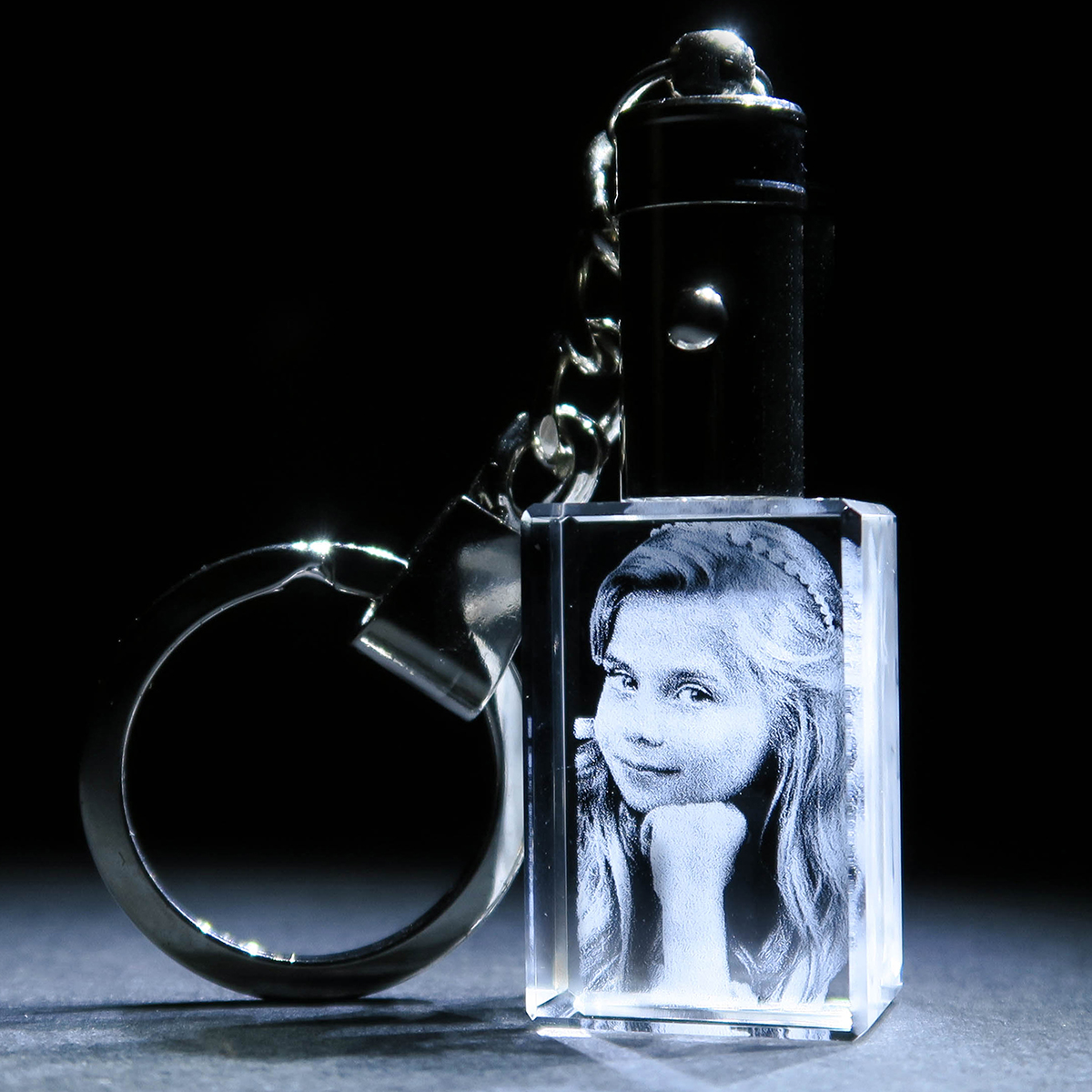 Photo Upload 2D Glass Key Ring