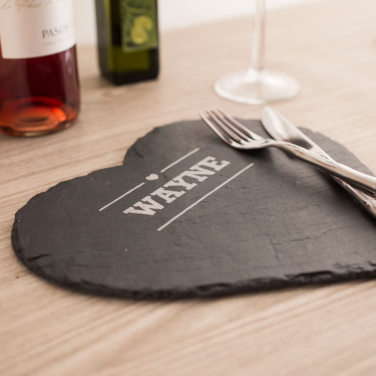 Engraved Set Of 2 Heart-Shaped Slate Placemats