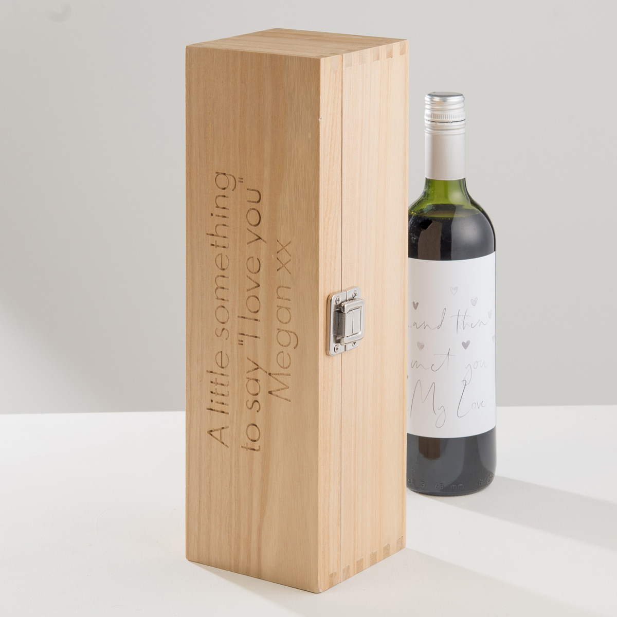 Engraved Luxury Wooden Wine Box - Message