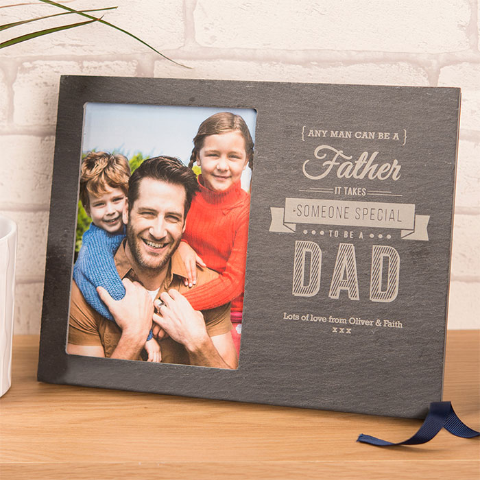 Personalised Slate Chalkboard Photo Frame - Special Dad