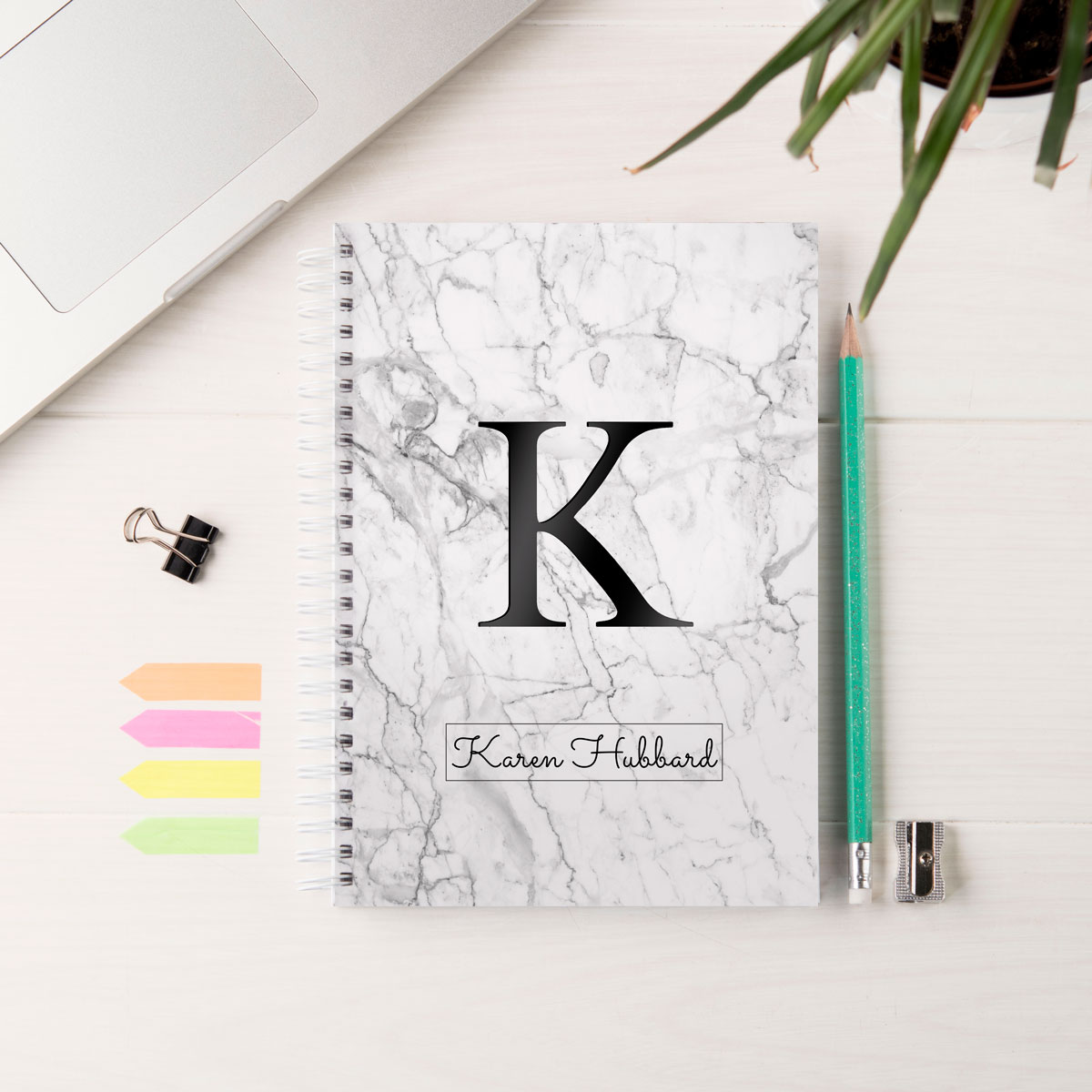 Personalised Notebook - Marble Initial - Copper - A5 Softback