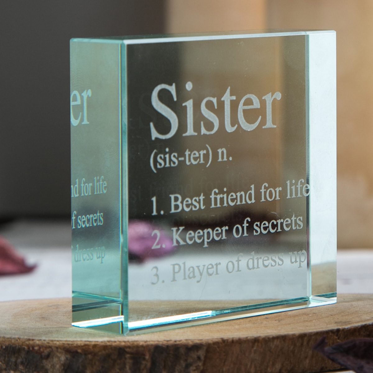 Personalised Glass Token - Sister Meaning
