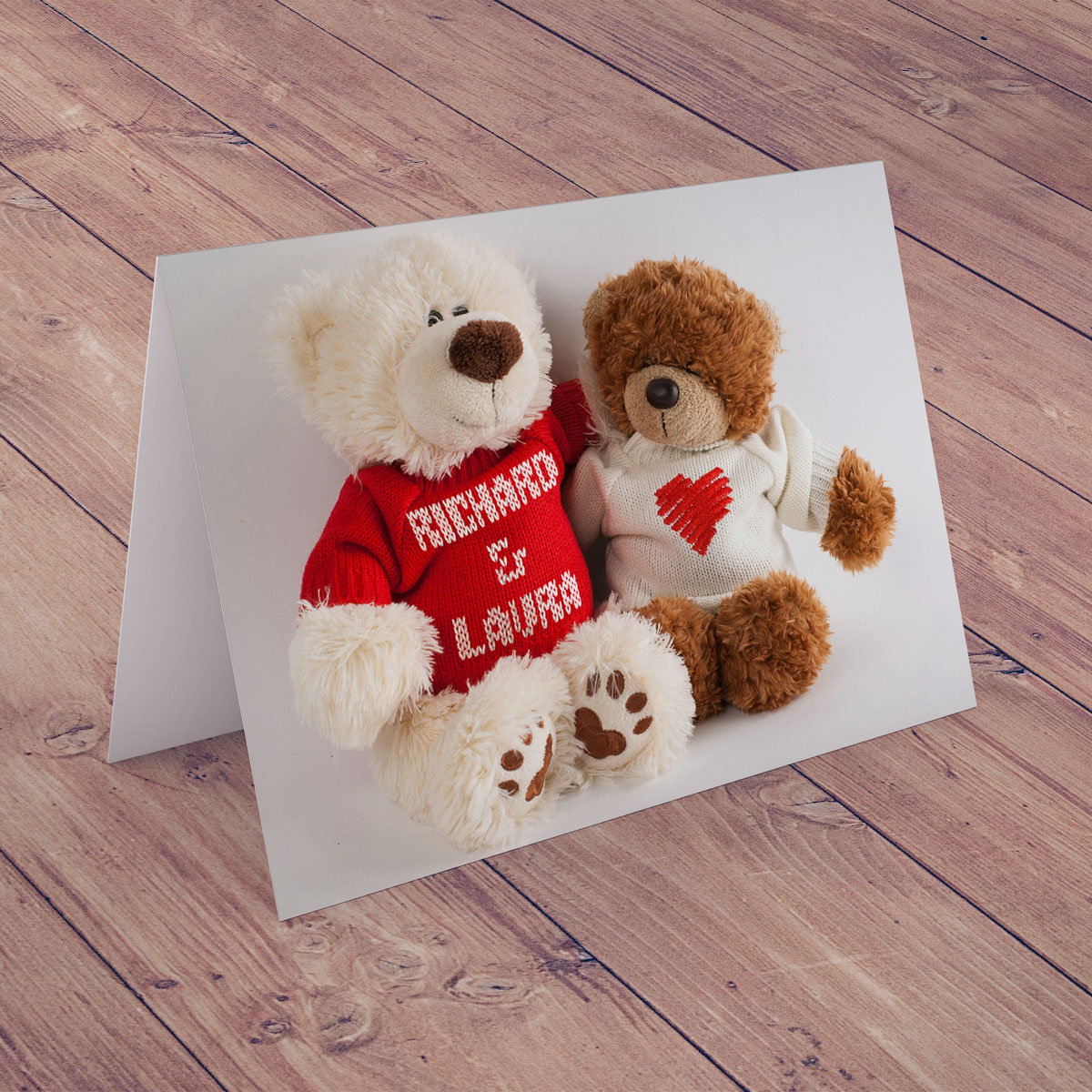 Personalised Valentine's Card - Teddies With Jumpers