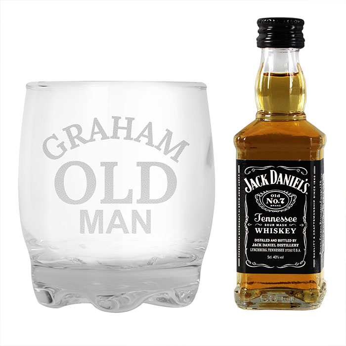 Personalised Old Man Glass Whisky Set
