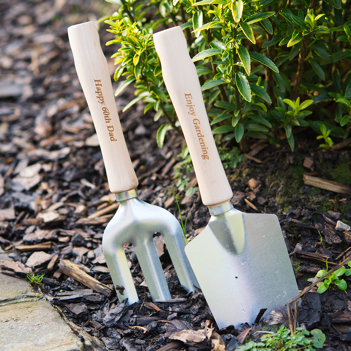 Personalised Stainless Steel Trowel and Fork Set