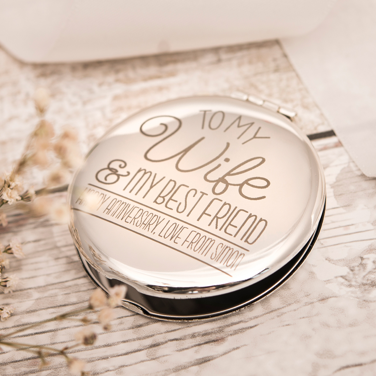Engraved Compact Mirror - Wife & Best Friend