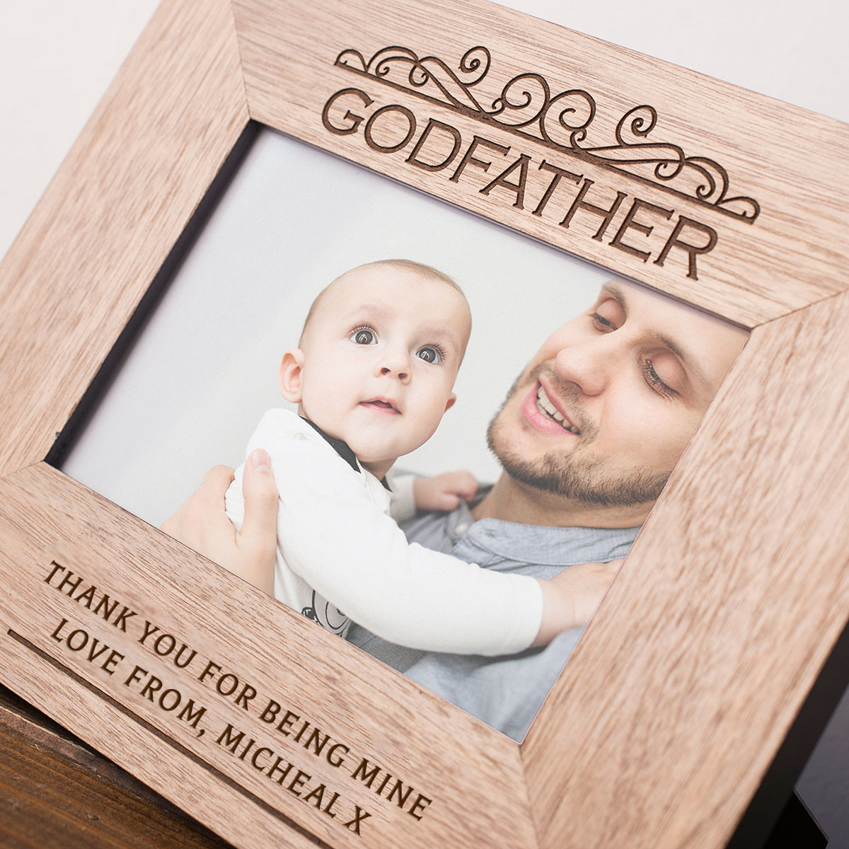 Engraved Wooden Photo Frame - Godfather