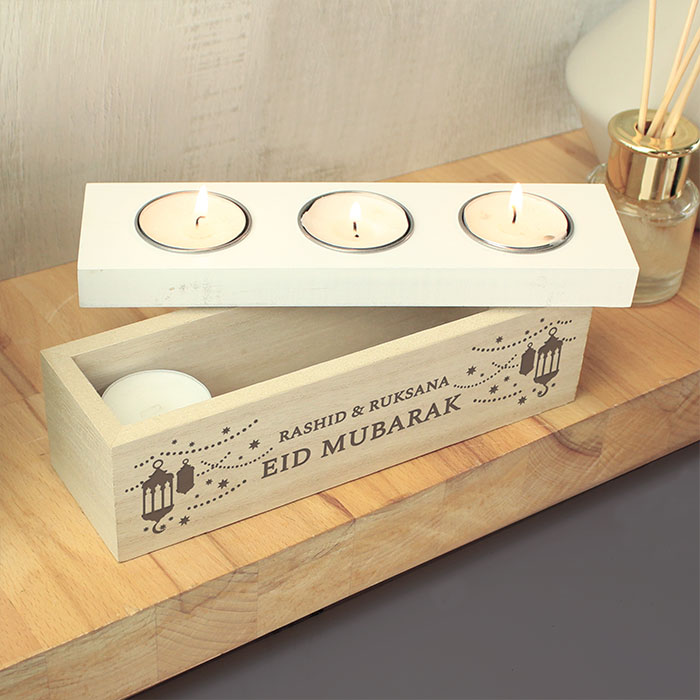 Personalised Eid and Ramadan Triple Tea Light Box