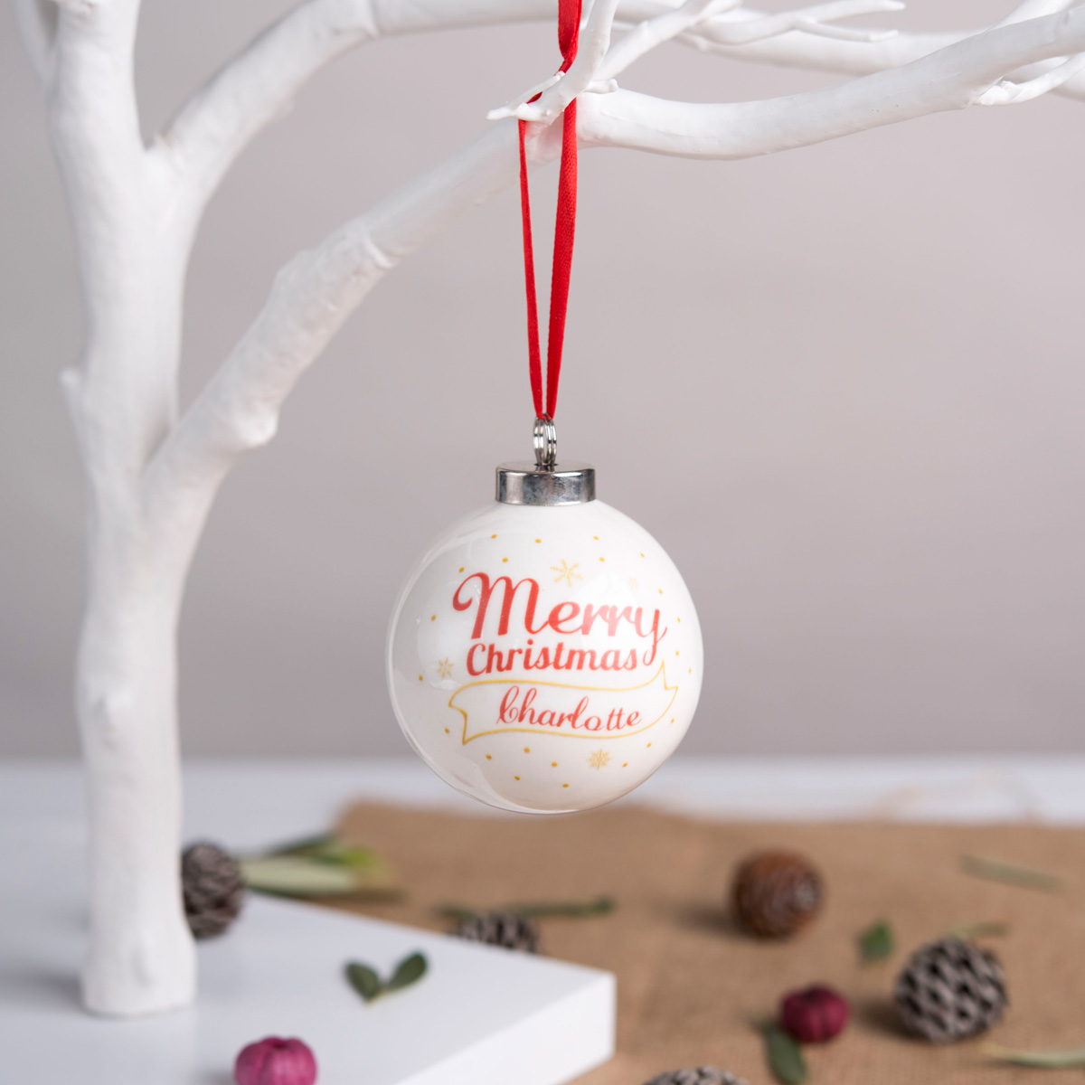 Personalised Bauble - Merry Christmas Gold