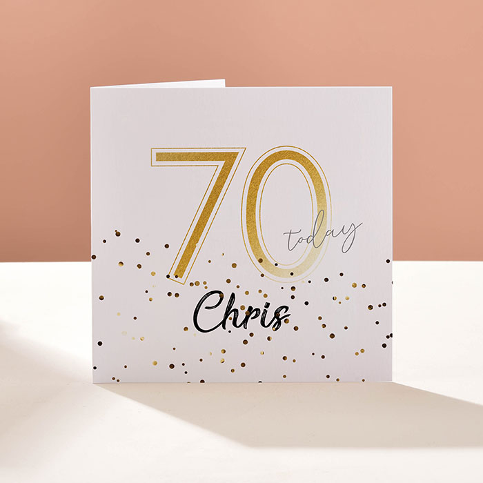 Personalised Card - Gold Square 70