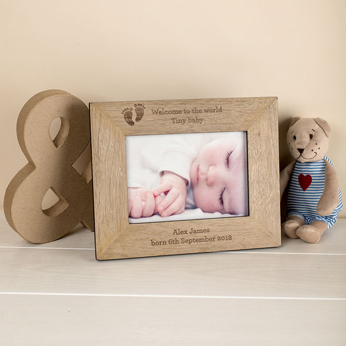 Personalised Wooden Photo Frame - Baby's Footprints