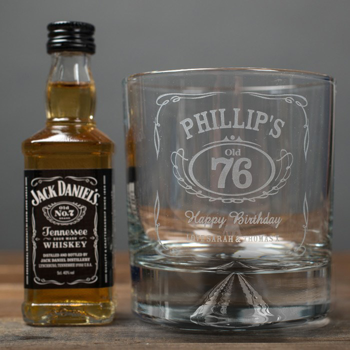Personalised Whisky Tumbler With Jack Daniels Miniature