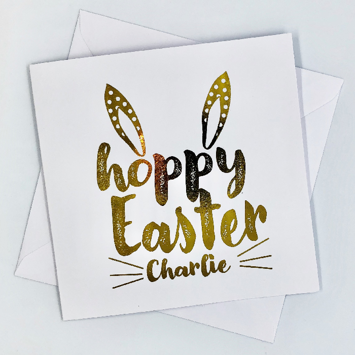 Personalised Gold Foil Card - Hoppy Easter