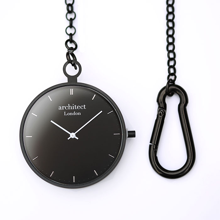 Personalised Modern Swiss Movement Pocket Watch - Black