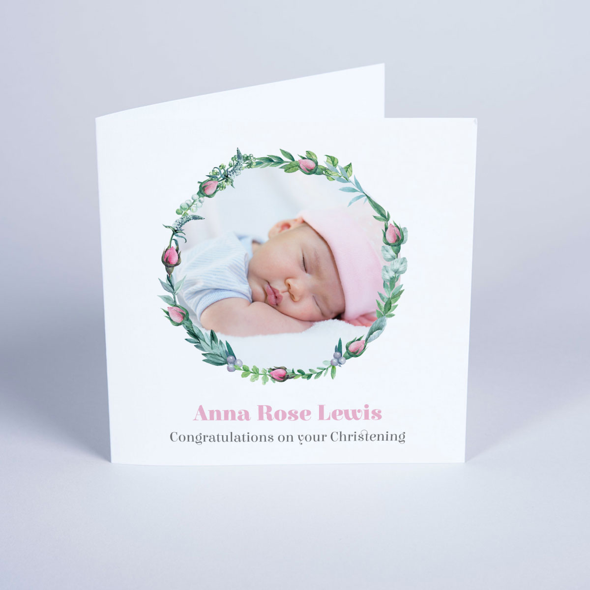 Photo Upload Personalised Card - Floral Circle