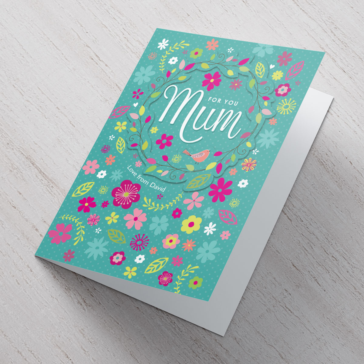 Personalised Card - Flowers And Leaves For Mum