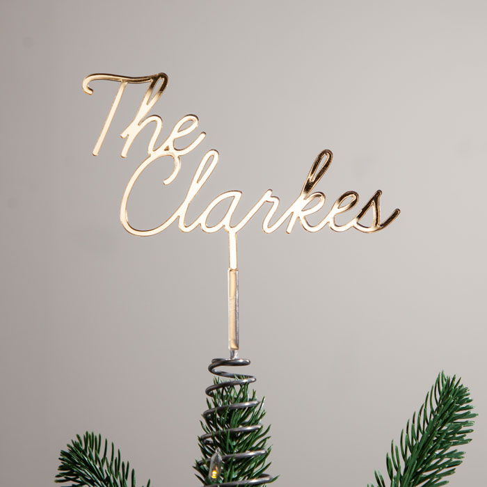 Personalised Name Cut Out Metallic Mirror Tree Topper