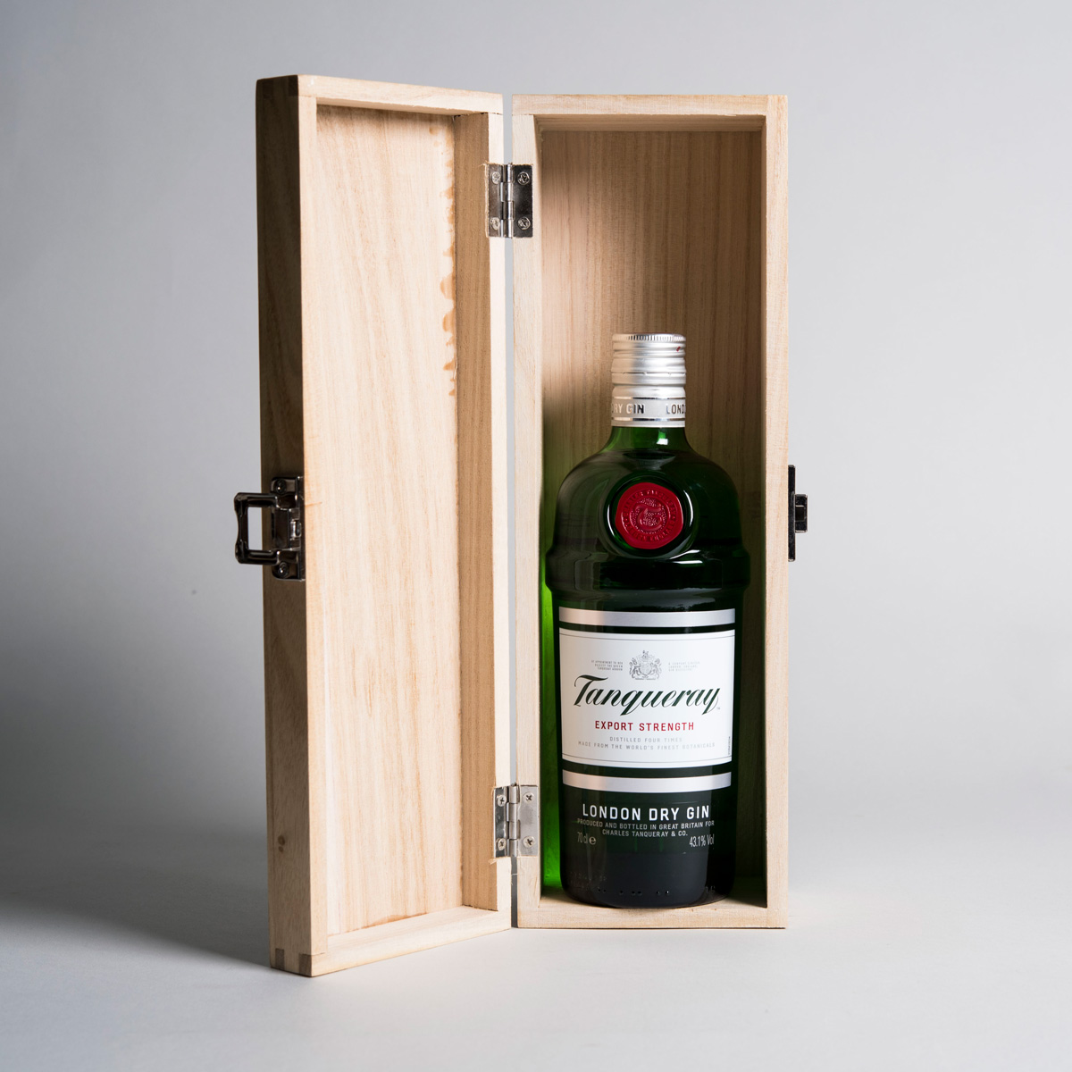 Engraved Wooden Box With Tanqueray Gin - Message