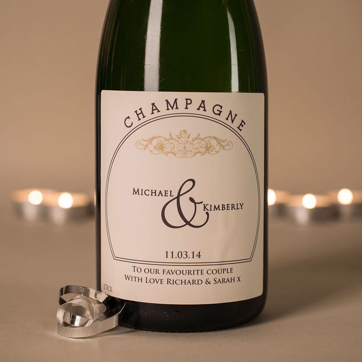 Luxury Personalised Champagne - Couple's Names Cream