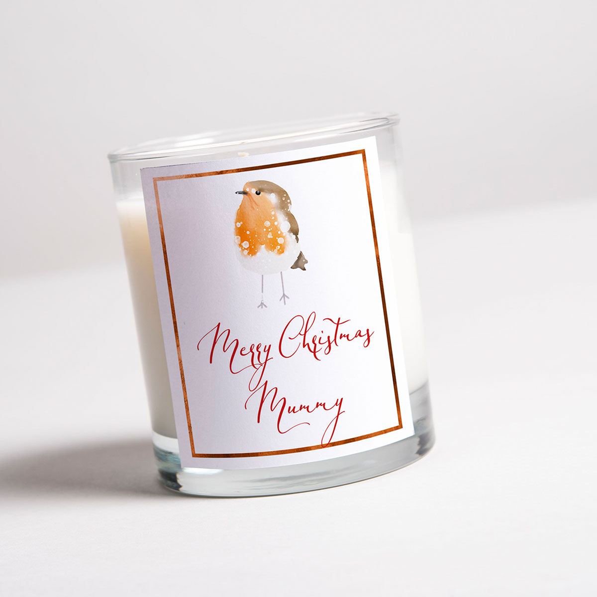 Personalised Scented Candle - Xmas Robin