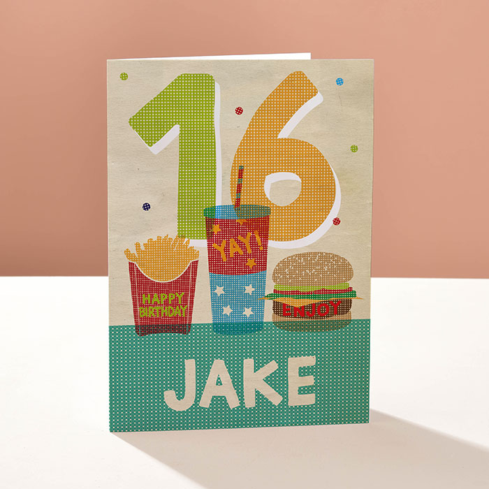 Personalised Card - 16th Birthday Burger Time
