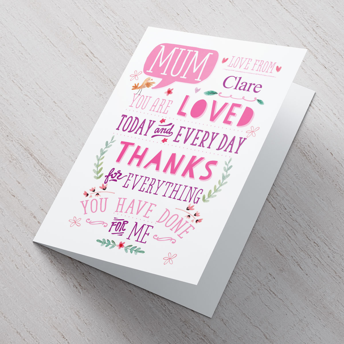 Personalised Mother's Day Card - Speech Bubble Birdy