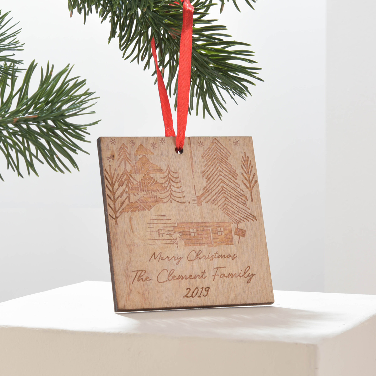 Personalised Wooden Decoration - Nordic Cabin