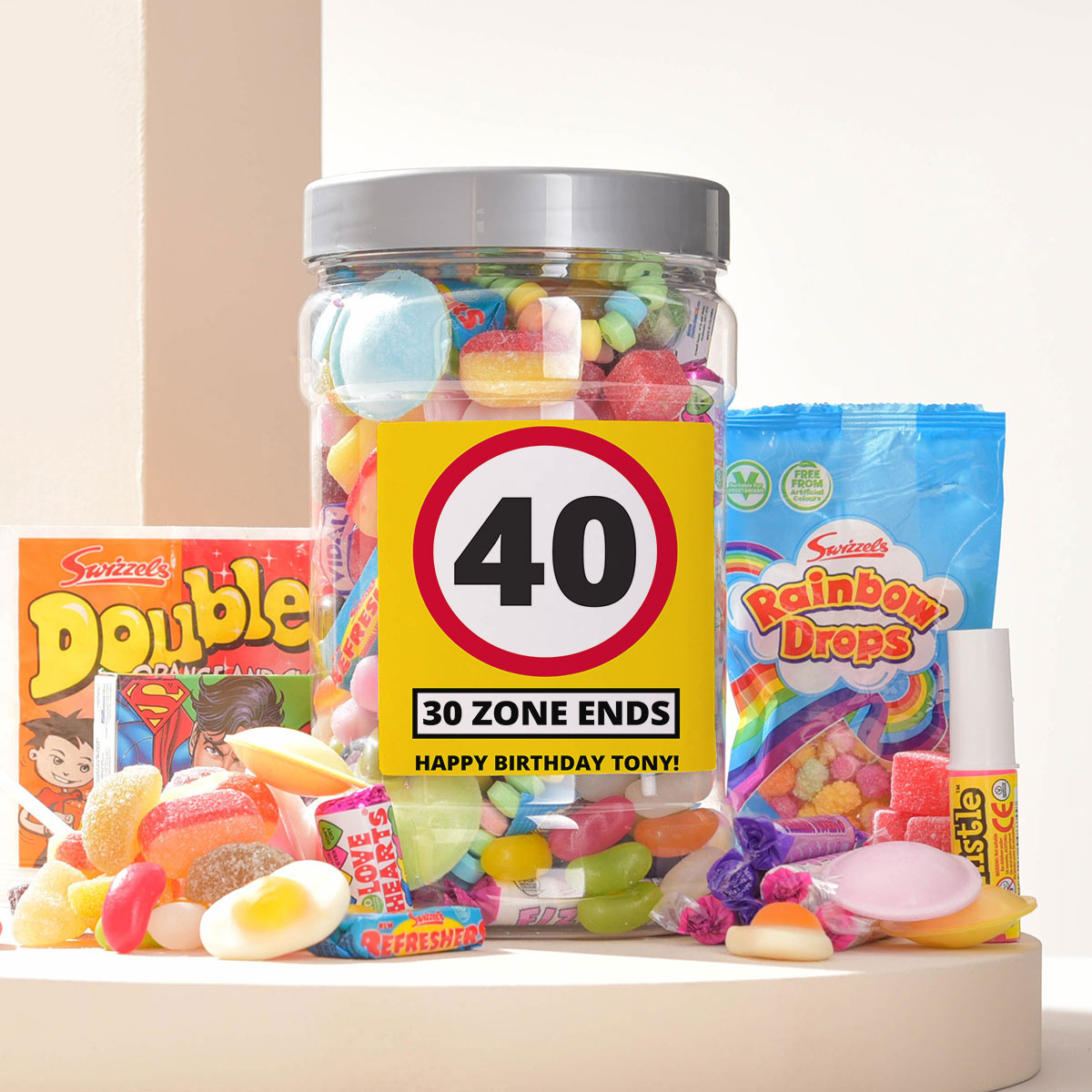 Personalised Retro Sweet Jar - Zone Ends 40
